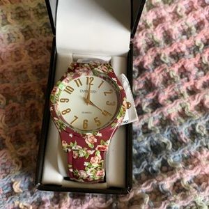 Women’s Burgundy Floral watch